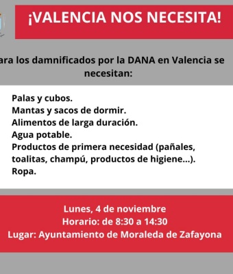 Campaña solidaria de ayuda a los damnificados DANA